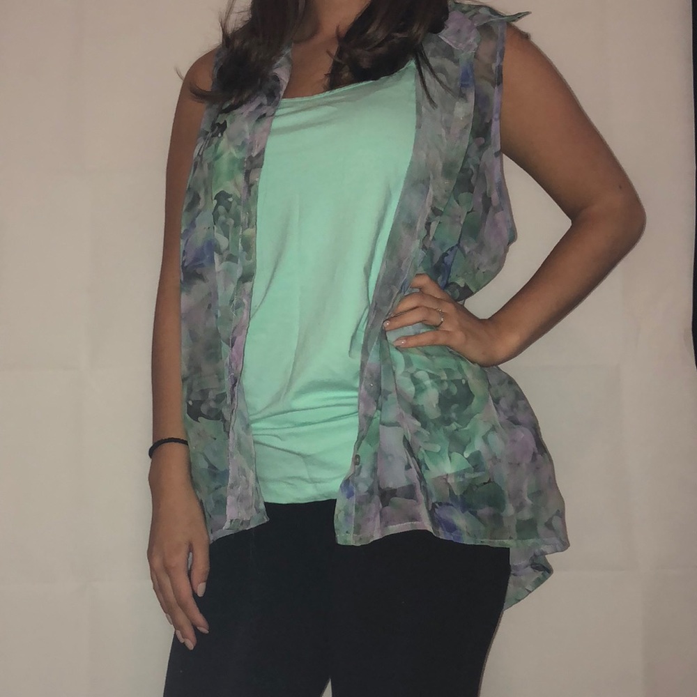 Button Up Sheer Flower Top